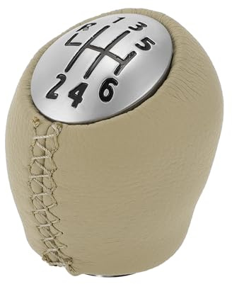 TUCKBOLD 6-Gang-Schaltknauf Für Renault Clio 2005-2014 1 Stück | Beige Schwarz Silberton, Kunststoff Kunstleder, Für Fluence 10-15, Für Megane 03-20, Für Scenic 04-16