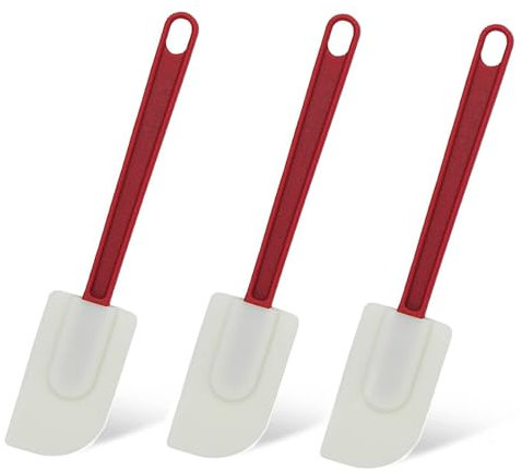 High Heat Resistant Silicone Scraper Spoon Commercial Baking Spatula with Handle - 3 Scrapers (10In)