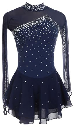 Yaaxinb Eiskunstlauf Kleid Damen Eislaufen Rollschuh Kleid Langarm Kürkleid Mit Rollkunstlauf Wettbewerb Gymnastik Leotard Turnanzug Tanzkostüm Ballettkleid Eisllaufkleid