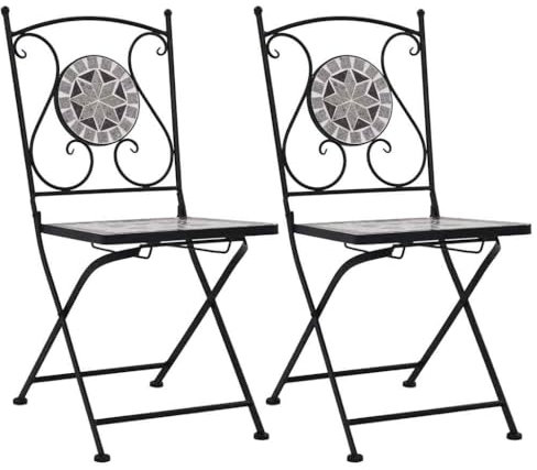 LLEZKBR Furniture Select-Mosaik Bistrostühle 2 Stück grau