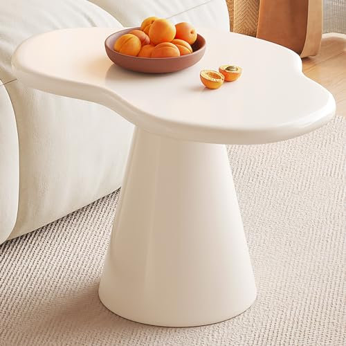 Guyii Petite Table, Forme irrégulière, Table Basse Moderne et raffinée, Plusieurs côtés avec Base Conique, idéal pour Le Salon ou la Chambre à Coucher, Blanc