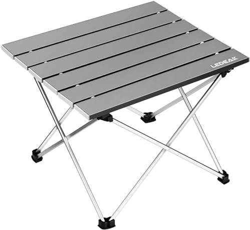 Ledeak Tragbar Klapptisch, Aluminium Campingtisch Ultra Leichte mit Tasche, Leicht zu Tragen, Klappbar Tisch Präfekt für Camping Picknick Kochen Garten Wandern Reisen (Grau, Groß)