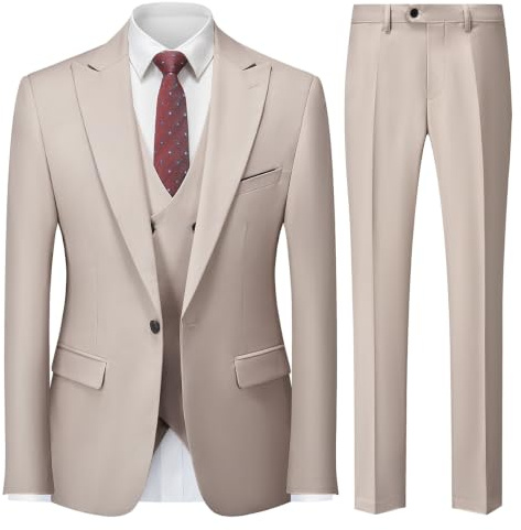 MODFUL Anzug Herren 3-teilig Business Einknopf Smoking | Slim Fit, Hochzeitsblazer Weste Hosen Set