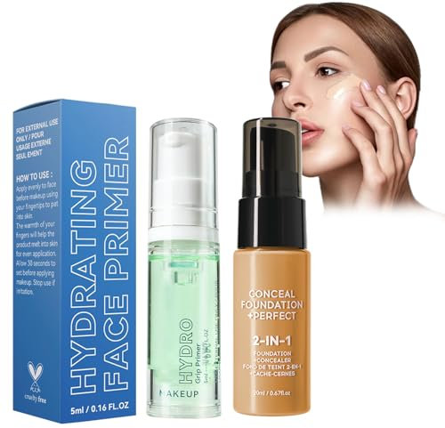Flüssige Foundation, Langzeit Foundation 20ml, Feuchtigkeitsspendende Make-up-Grundierung, Wasserdicht, Schweißfest und Ölfrei, Mit 5ml Feuchtigkeits-Primer für Perfektes Make-up (#03)