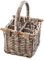 Kobolo Flaschenträger PULLO, 24x24x36 cm, grau, Rattankorb für 4 Flaschen, Stabiler & dekorativer Henkelkorb aus Naturmaterial zur stilvollen Flaschenaufbewahrung & Transport