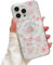 QLTYPRI Magnetic for iPhone 16 Pro Case Compatible with Magsafe, Cute Floral Flower Aesthetic Phone Case Slim Clear Anti-Yellowing Shockproof Phone Cover for Girls Women - Pink