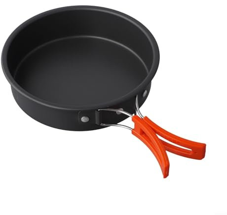 EXTRWORY Camping Frying Pan Non-stick Alumina Cooking Pan Lightweight Camping Cookware For 2-3 People Outdoor Hiking(medium)