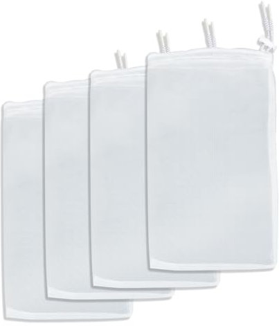 Pawfly 4 Pack di Sacchetti di Materiale filtrante per acquari, Sacchetto a Rete Extra fine per acquari con Coulisse 150 Micron Sacchetto a Rete per resine Fini (20 x 30 cm)