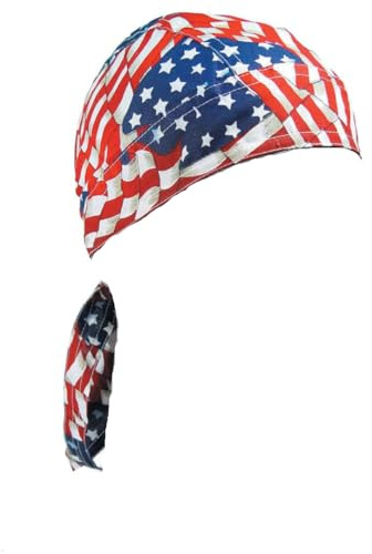 Generisch Do-Rag „Stars & Stripes“ – USA Flagge Bandana-Kopftuch Headwrap Baumwolle mit Schweißband