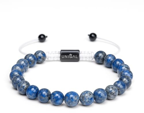 UNIQAL | Damen Armband Perlen Set Naturstein | Edelstein Armbänder mit Tigerauge Lapislazuli Hämatit Onyx Lava Unisex | Verstellbar | Geschenk Armband Männer Schmuck