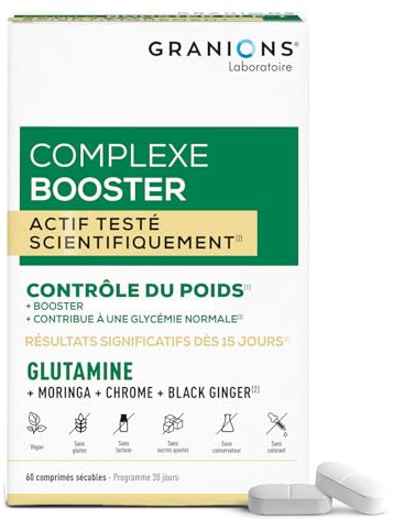 Minceur GRANIONS Contrôle Du Poids - Coupe Faim Glycémie - Cure 30 Jours | Complexe Contrôle Du Poids - Minceur, Coupe Faim, Perte De Poids - Glycémie Normale, Confort Digestif, Zinc - Cure 30 Jours