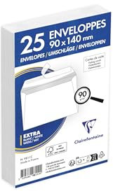 Clairefontaine 9811C - Packung mit 25 Umschlägen weiß 90x140mm, vertraulich, selbstklebend, 90g, 1 Pack