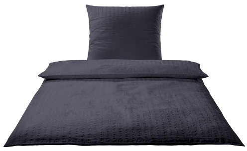 elegante Mako-Seersucker Bettwäsche Chelsea anthrazit
