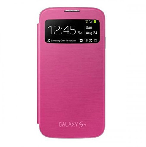 Samsung S-View - Funda para móvil Galaxy S4 (Pantalla frontal, teclas laterales para activar la pantalla), rosa