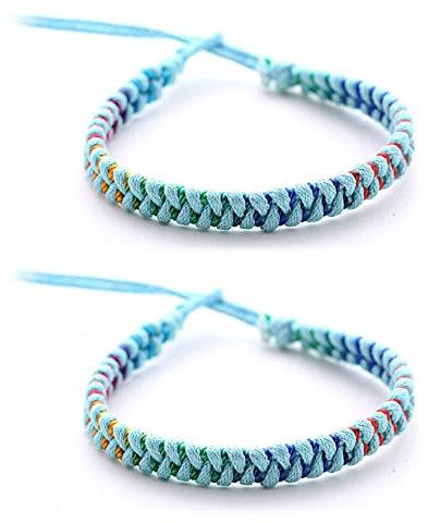 DonDon 2 braccialetti dell'amicizia colorati unisex - Menta-Arcobaleno