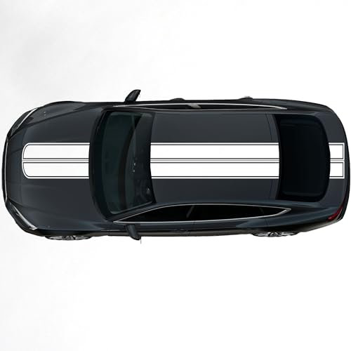 Kiwistar - Autoaufkleber Rallye Streifen - 33 x 400 cm - weiß glänzend - selbstklebend - Viperstreifen für Auto, Motorhaube, Karosserie - Tuning Aufkleber Racing Deko