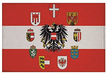 U24 Aufnäher Österreich mit 9 Bundesländer Wappen Fahne Flagge Aufbügler Patch 9 x 6 cm