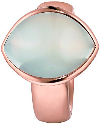 XEN Ring mit großem weißen Navette- Chalzedon rosè vergoldet 56 (17.8)