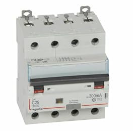 411207 Legrand Disjoncteur différentiel tétrapolaire 25A 300mA type AC - DX³6000 10kA 4P