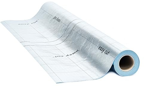 EGGER Dampfbremse Aqua+ Aluflex für Laminat - Diffusionsschutz gegen Feuchtigkeit - Aluminiumfolie mit robuster Vliesbeschichtung, 26m²/ Rolle