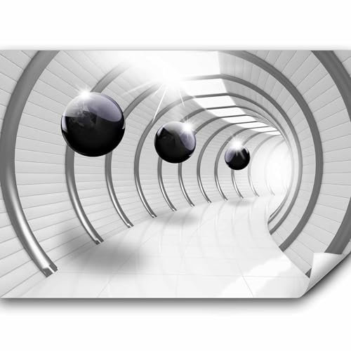 murando 3D Effekt 400x280cm Foto tapete Schlafzimmer Wohnzimmer Moderne Vliestapete XXL Wandtapete Motivtapeten 3d Effekt Wand Dekoration - Tunnel Kugel Abstrakt schwarz weiß Tunnel a-C-0001-a-a