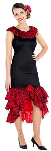 dressforfun Frauenkostüm heiße Spanierin | Kleid & Bindegürtel | Flamenco Tänzerin Verkleidung (M | Nr. 300632)
