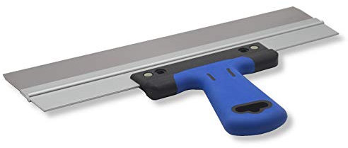 DEWEPRO® Edelstahl Fassadenspachtel - Dekorspachtel - Flächenspachtel - Flächenrakel mit Aluhalter und 2-Komponenten Softgriff- Größe: 350x50mm