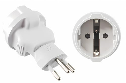 DINIC Reiseadapter, Stromadapter für die Schweiz, 3-Pin CH Adapter mit Sicherung (1 Stück, weiß)