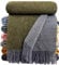 STTS International Wolldecke 100% Schurwolle Wohndecke in versch. Farben 140 x 200 cm Tagesdecke Schurwolldecke Woll-Plaid Tirol (Grau-Olive (Double Face), 140 x 200 cm)