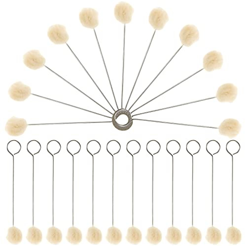 SUPVOX Wool Daubers with Handle 4.92 Inch Wool Ball Brush for Leather Dye Application Smooth Stain Tool for Diy Leathercraft and Suede Restoration