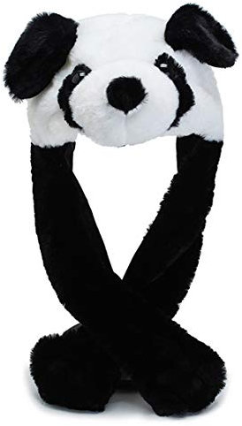 Yixda Lustige Tiermütze Warm Plüsch Mütze Paws Ohren Wintermütze Hut (Schwarz/Weiß)