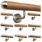 TIBU Eiche Holz Handlauf Geländer 0,3m - 6m, Länge 290 cm, Ende Halbrunde Edelstahlkappe und 4 gewinkelte Halter