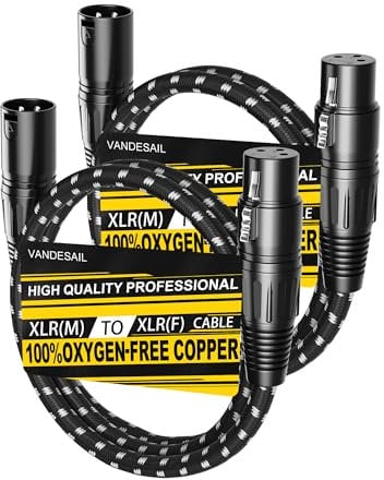 VANDESAIL XLR Cables 3ft, 2-Pack Microphone Cable Balanced XLR Male to Female 3 PIN Nylon Braided Mic Cable Patch Cords (2Pack, 3Feet)