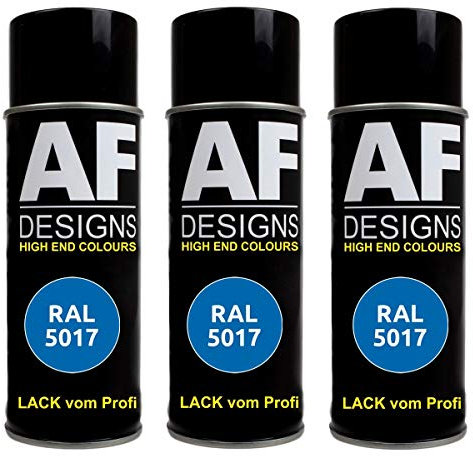 Alex Flittner Designs 3x RAL Lackspray Autolack Buntlack Spraydose RAL5017 VERKEHRSBLAU matt