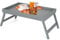 Vencier Bamboo Bed Tray, Folding Legs, Raised Edge, for Breakfast in Bed and Serving, HWD: 22x64x31cm, White (Grey)