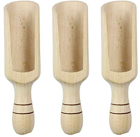 3pcs Cucharada de Madera de Madera Maciza de Cucharadas de Leche en Polvo de té Especias Harina de Miel Sal de baño de cucharas de café