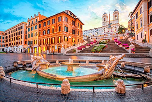 Muralo Vlies Fototapete 520 x 318 Stadt Rom Italien Tapete Gebäude Architektur Spanische Treppen Wohnzimmer Schlafzimmer Wandbilder XXL Wand Br. 520 cm x Hö. 318 cm