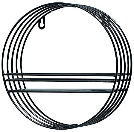 Rundes Wandregal aus Schmiedeeisen,Einlagige/Zweilagige Optionale Schwimmende Regale,Keine Montage Erforderlich Kein Perforationsdesign/Schwarz/Abschnitt a