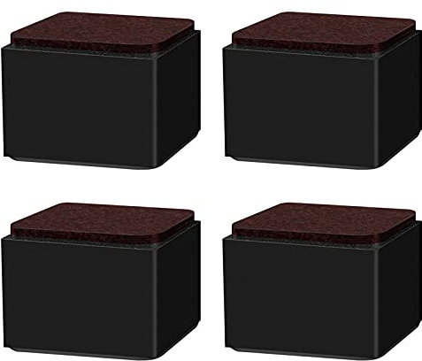 LLXNQ026 Pieds De Table Acier Au Carbone Rehausseur De Meubles Carré 80x80mm Pieds De Support De Meubles Autocollants,Ajouter Une Hauteur De 5cm,pour Lits, Canapés,4 Pcs (Black)
