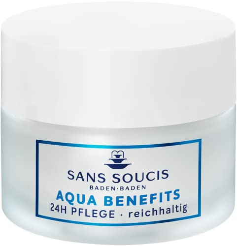 Sans Soucis reichhaltige Gesichtscreme 24h Pflege 50 ml – Tagescreme Nachtcreme Hautpflege mit Hyaluronsäure und Thermalwasser Aqua Benefits
