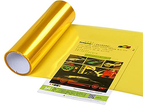 ihreesy Autolichtfolie,100cm x 30cm Autolicht Scheinwerfer Folie Tönungsfolie Wasserdichte Folie Auto Nebelscheinwerfer Vinylfolie Getönte PVC Rückleuchten Folie,Gold