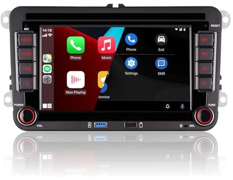 Double din Autoradio Kompatibel mit kabelloses CarPlay Android Auto mit IPS Bluetooth/FM/AM Radio/USB/hohe Leistung für VW Golf 5 6 Passat Jetta Caddy EOS T5 Tiguan Touran CC Polo