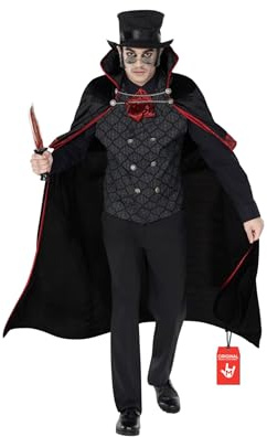Morph Vampir Kostüm Herren, Viktorianisches Halloween Kostüm | Umhang, Hut, Weste & Schal, Viktorianischer Nacht-Look, Perfekt für Halloween, Ideal zum Verkleiden