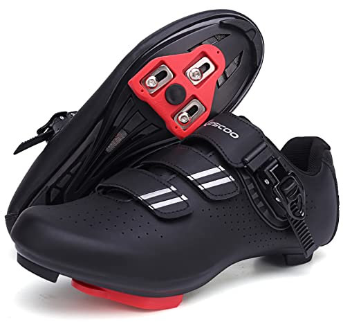 Fahrradschuhe für Herren und Damen, kompatibel mit Peloton Bike Shimano SPD & Look ARC Delta für Indoor Spin Cycle Rennrad Schuhe mit Delta Cleats vorinstalliert, 1 Schwarz, 41 1/3 EU
