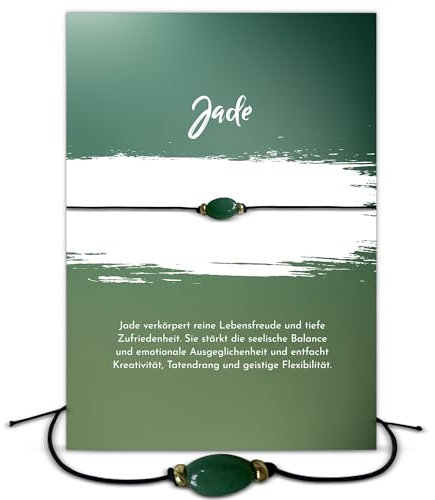 Glücksschmiedin – Edelstein Armband mit Jade & Goldperlen – Heilstein für Lebensfreude & Balance – Geschenk mit Bedeutung & Grußkarte – Handgefertigt in Deutschland