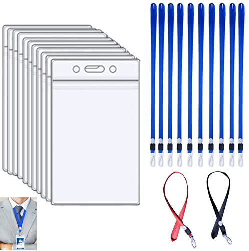 Portabadge,RIASEVI 50 Pezzi Porta Badge da Collo Badge Holder Con Cordini ID Card Holders Impermeabile Trasparente ID Carte Porta Badge con Nylon Cordino Per Aziende Fabbriche Scuole