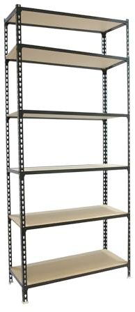 Simonrack Schwerlastregal, Lagerregal, 250x110x30 cm, Metallregal, Kellerregal, Biegestelle 200 kg, 6 Holzfachböden, Anthrazit/Holz - Maderclick