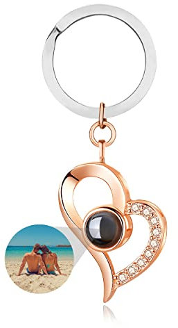 Porteclés de projection de photo personnalisé Porte-clés de photo de coeur personnalisé en argent sterling 925 Je t'aime 100 langues Porte-clés de projection pour femme fille épouse