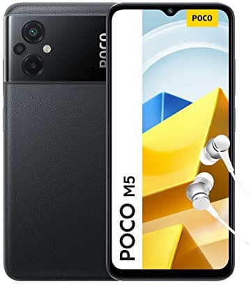 POCO M5 - Smartphone 4+64GB, 6.58 Inch 90Hz FHD+ DotDrop Display, MediaTek Helio G99, 50MP AI triple camera, 5000mAh, NFC, Black (UK Version + 2 Years Warranty)