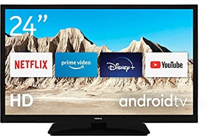 Nokia 24 Pulgadas (60cm) HD LED Televisor Smart Android TV (WLAN, Triple Tuner DVB-C/S2/T2, Google Assistant, YouTube, Netflix, DAZN, Prime Video, Disney+) - HNE24GV210NC - 2022